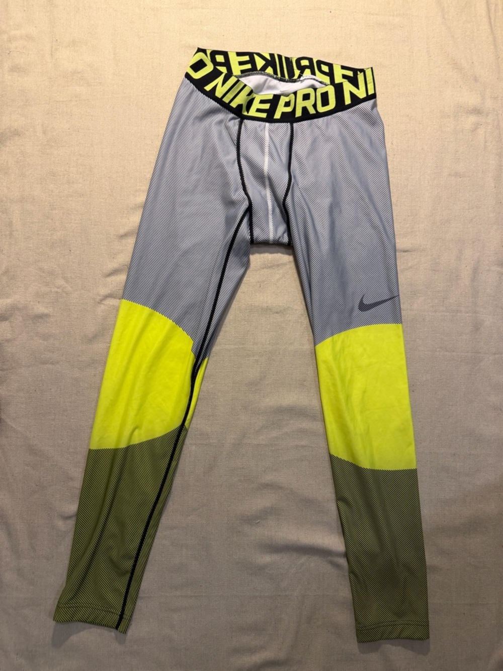 Nike Pro Compression Pants Lime Green, White Black Print  Mens SZ XL
